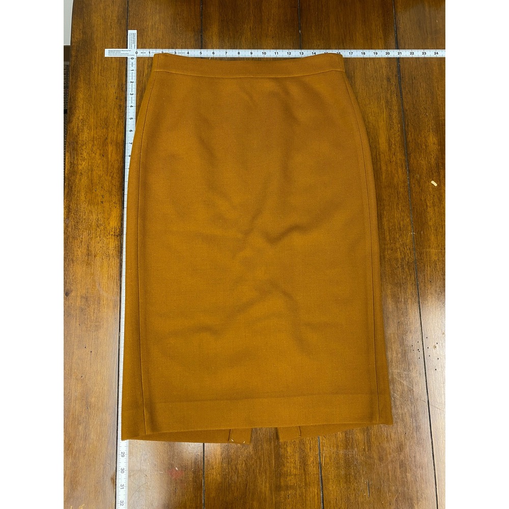 J.Crew, No. 3 Pencil Skirt 100% Wool Midi Skirt Mustard Camel Ochre Size 6 - Picture 13 of 14